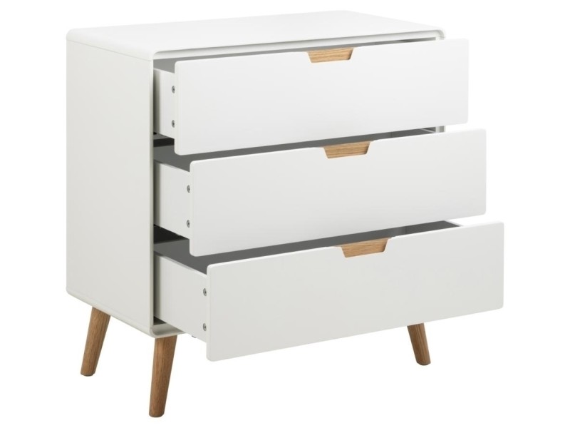 Komoda Lowell z 3 szufladami biała - ACTONA